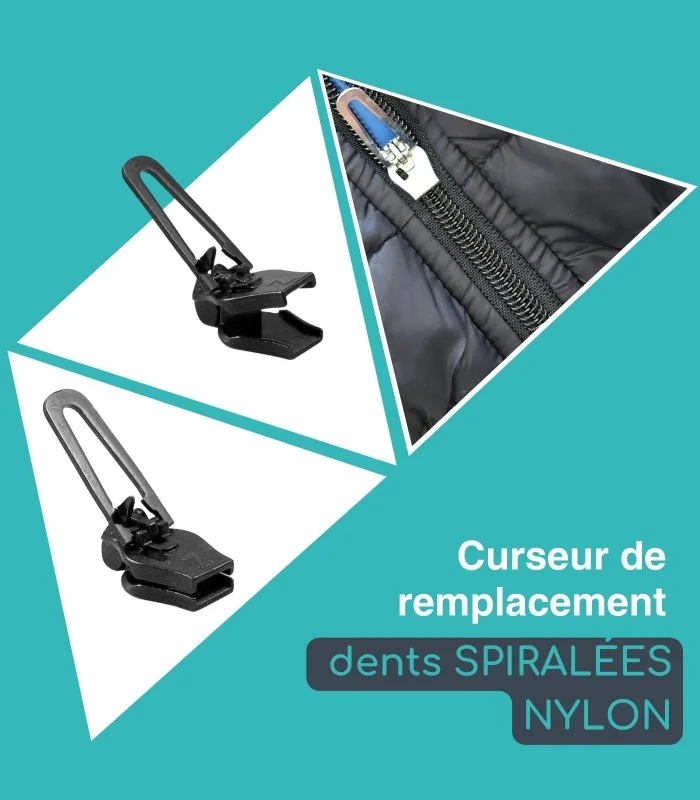 Curseur de réparation pour fermeture zip en nylon -Clip&Zip