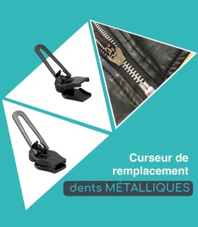 Curseur de réparation fermeture zip en métal - Clip&Zip