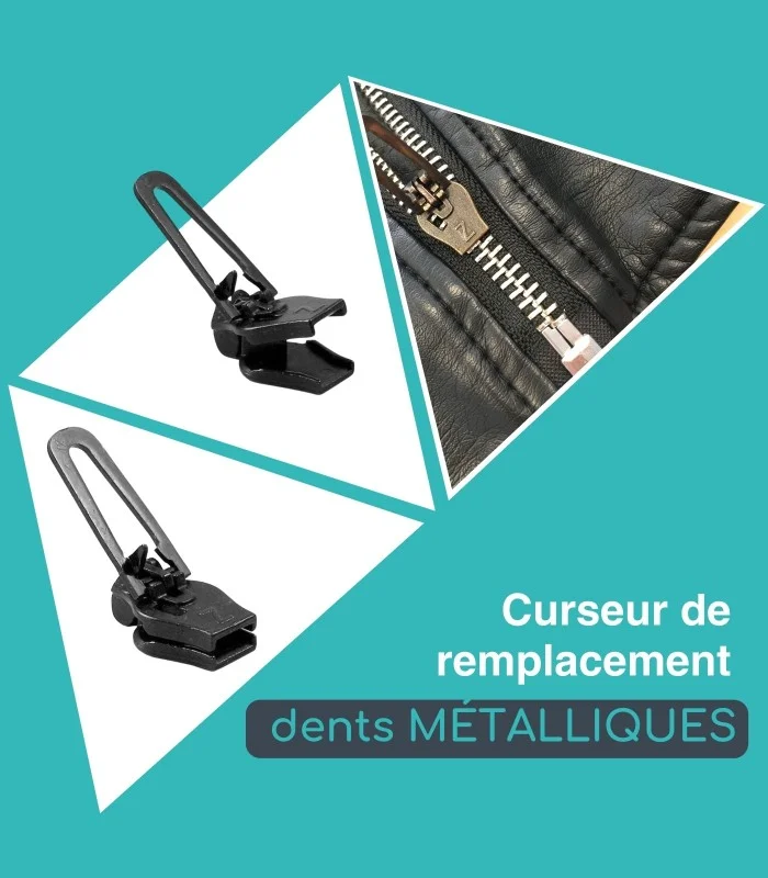 Curseur de réparation fermeture zip en métal - Clip&Zip