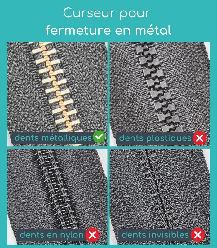 Curseur de réparation fermeture zip en métal - Clip&Zip