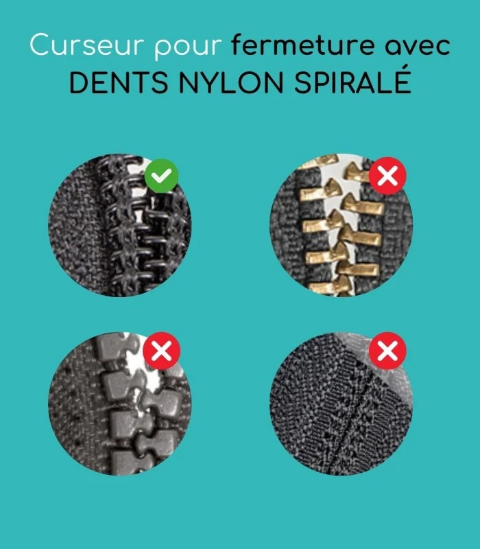 Curseur de réparation pour fermeture zip en nylon -Clip&Zip