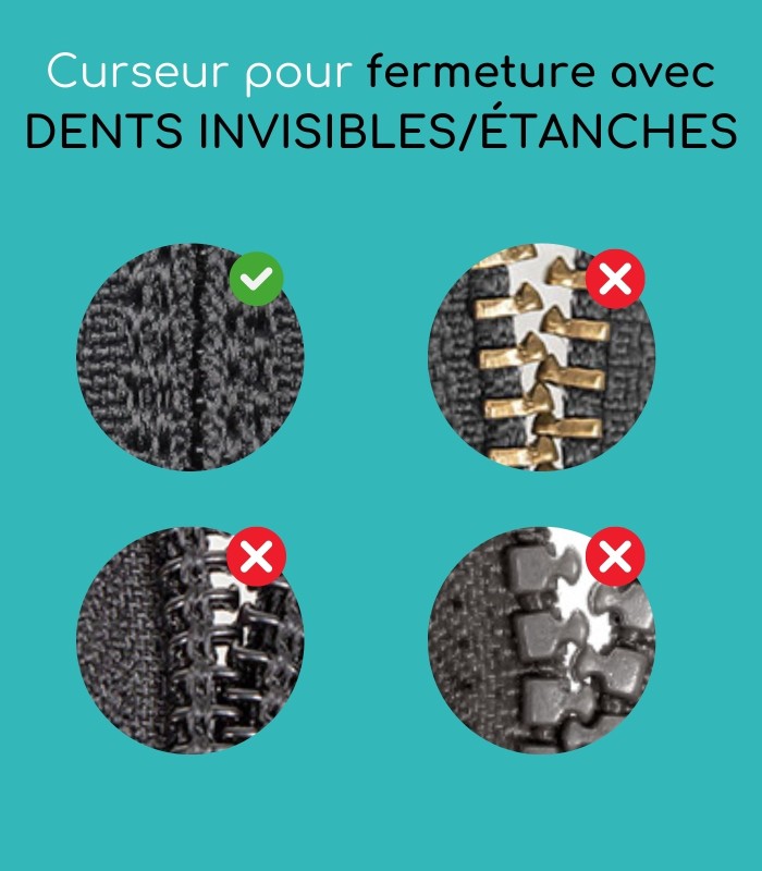Pack curseurs de réparation pour fermetures invisibles imperméables-Clip&Zip