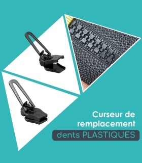 Curseur de réparation pour fermeture zip en plastique