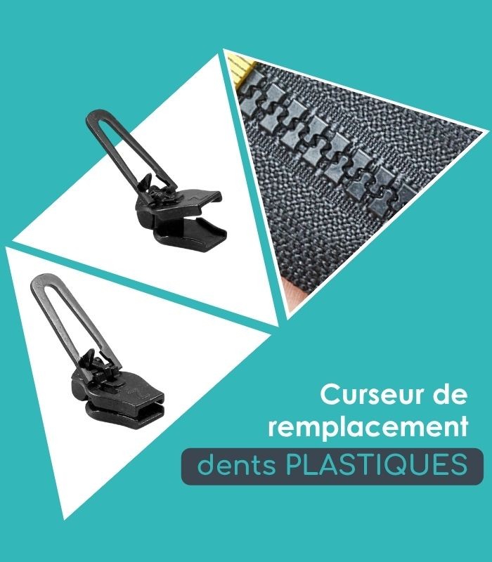 Curseur de réparation pour fermeture zip en plastique