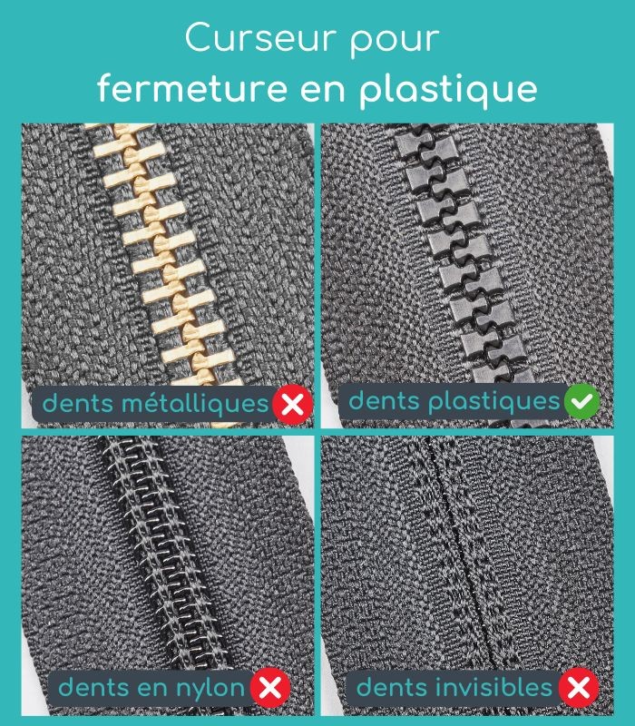 Curseur de réparation pour fermeture zip en plastique