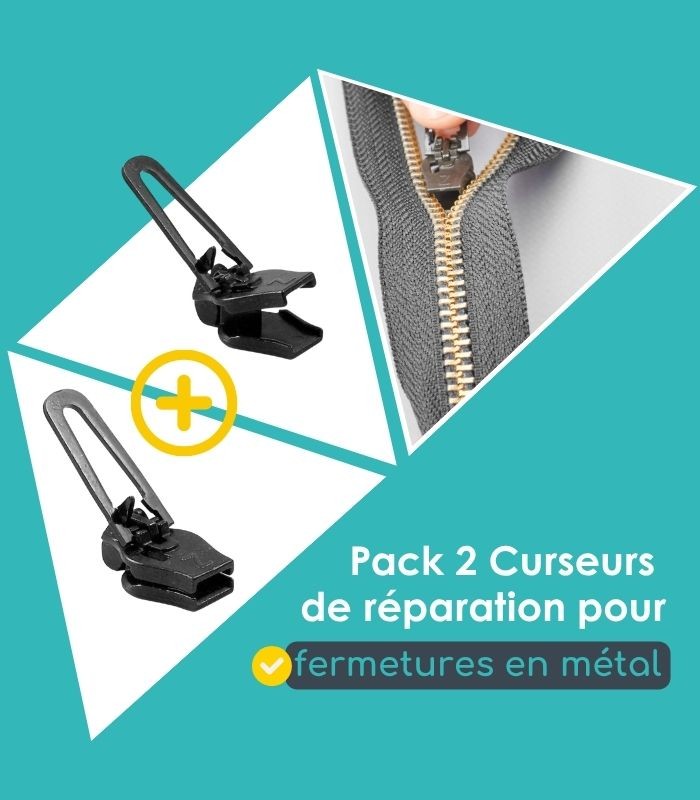 Pack 2 curseurs de réparation pour fermetures métalliques - Clip&Zip