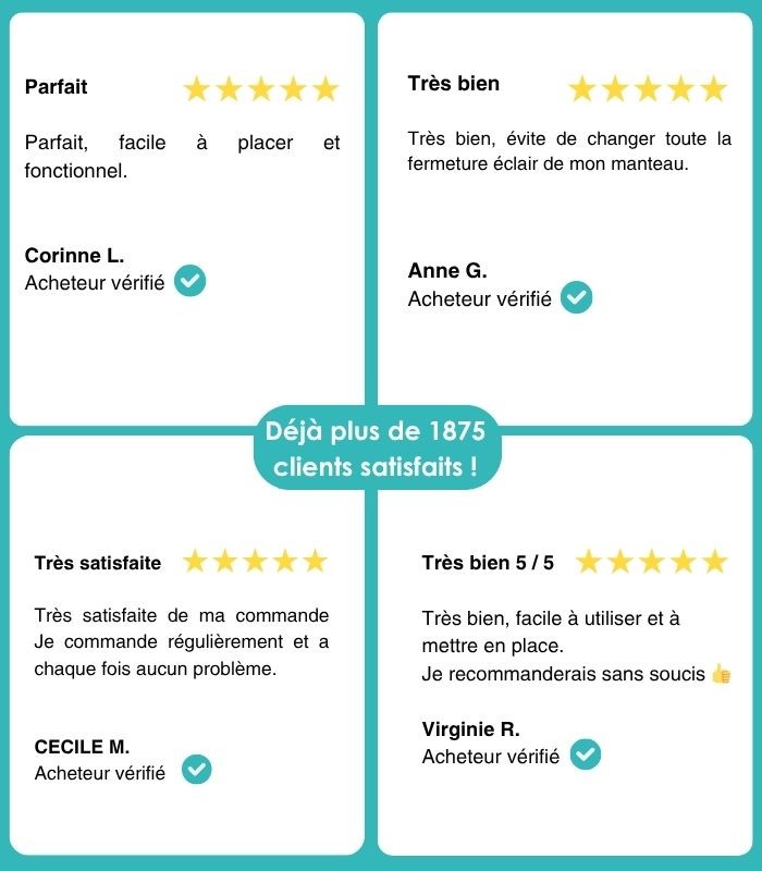 Pack 2 curseurs de réparation pour fermetures métalliques - Clip&Zip