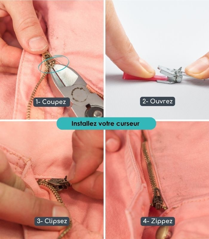 Pack 2 curseurs de réparation pour fermetures métalliques - Clip&Zip