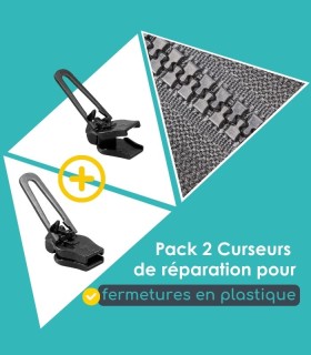 Pack 2 curseurs de réparation pour fermetures en plastique – Clip&Zip