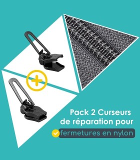 Pack 2 curseurs de réparation pour fermetures Nylon – Clip&Zip