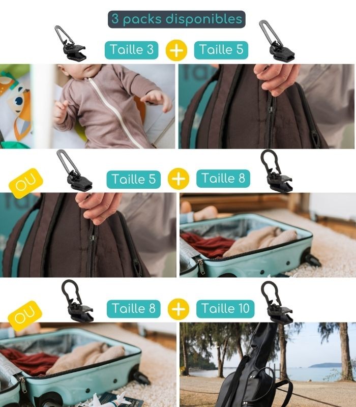 Pack 2 curseurs de réparation pour fermetures Nylon – Clip&Zip
