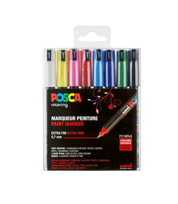 Feutres toutes surfaces pointe fine PC1MR - POSCA