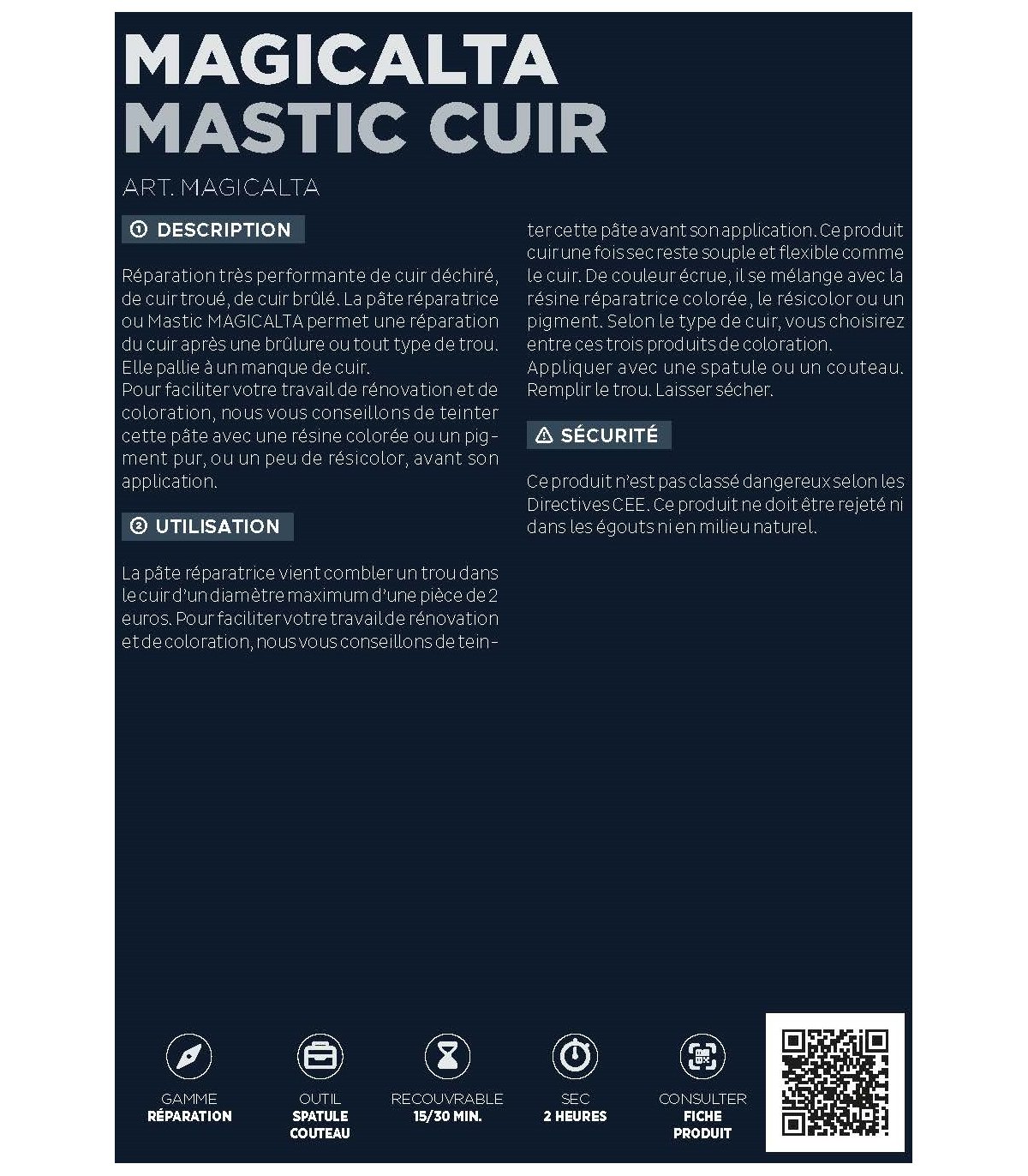 Cuir Réparation Mastic Composé Pour Cuir restauration Fissures Brûlures & Trous NEUF 
