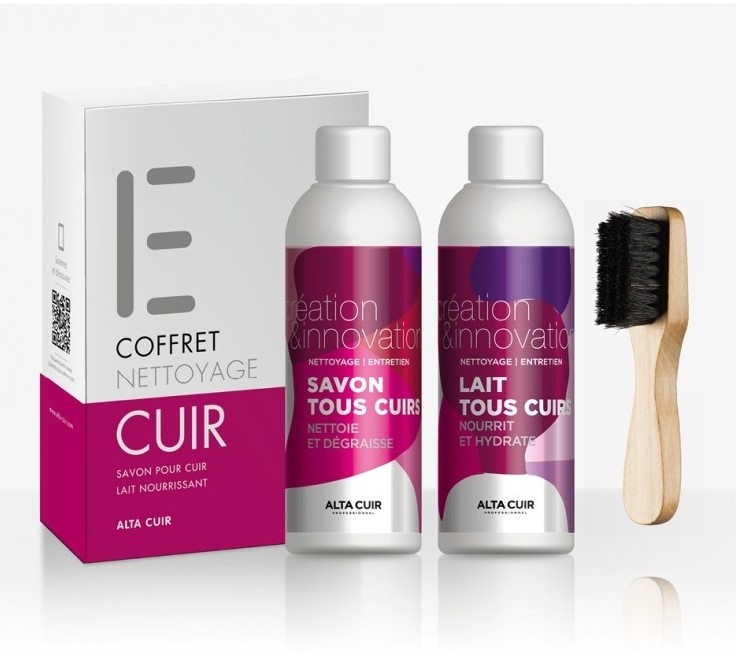 coffret avec savon et lait pour le cuir