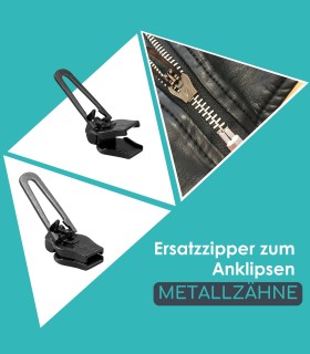 Clip&Zip Ersatzzipper  zum Anklipsen - für Metallzähne