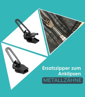 Reparaturschieber für Metallreißverschlüsse - Clip&Zip