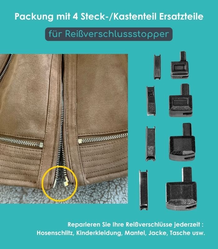 Clip&Zip Steck-/Kastenteil Ersatzteilset für Reißverschlüsse