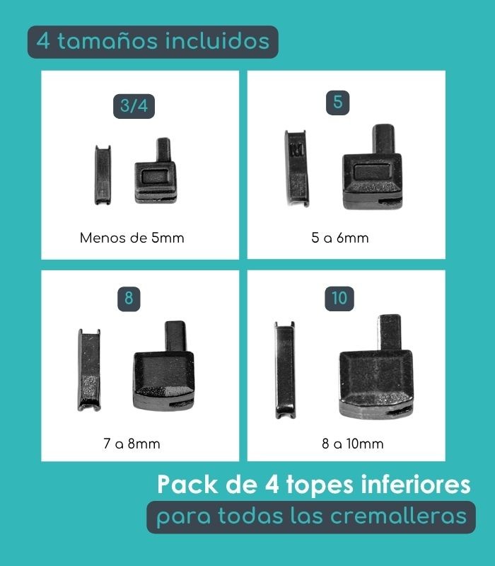 Pack de 4 topes inferiores para todas las cremalleras