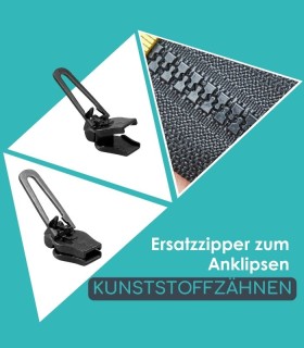 Klippbarer Reparaturschieber für Reißverschlüsse mit Kunststoffzähnen - Clip&Zip
