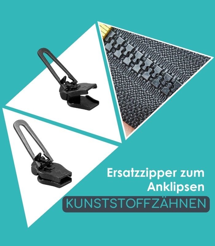 Klippbarer Reparaturschieber für Reißverschlüsse mit Kunststoffzähnen - Clip&Zip