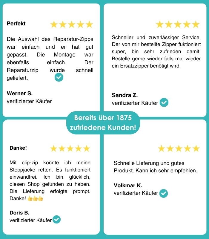 Klippbarer Reparaturschieber für Reißverschlüsse mit Kunststoffzähnen - Clip&Zip