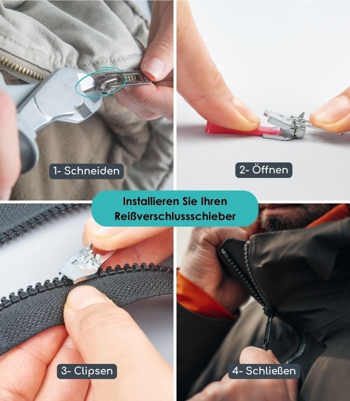 Klippbarer Reparaturschieber für Reißverschlüsse mit Kunststoffzähnen - Clip&Zip