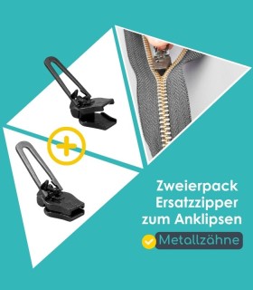 Pack mit 2 Schiebern zur Reparatur von Metallverschlüsse - Clip&Zip