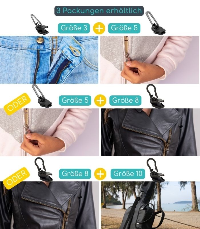 Pack mit 2 Schiebern zur Reparatur von Metallverschlüsse - Clip&Zip