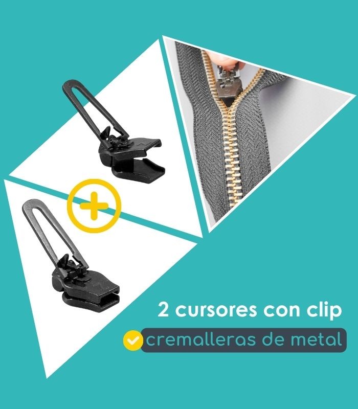 Pack de 2 deslizadores de reparación para cremalleras metálicos - Clip&Zip