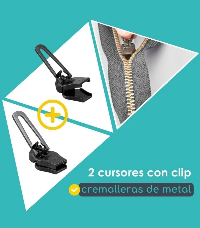 Pack de 2 deslizadores de reparación para cremalleras metálicos - Clip&Zip