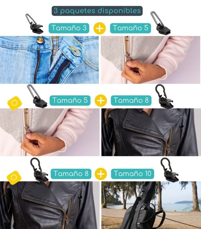 Pack de 2 deslizadores de reparación para cremalleras metálicos - Clip&Zip
