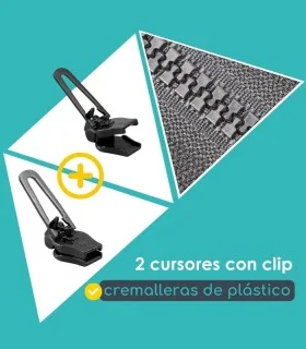 Pack de 2 deslizadores de reparación para cremalleras de plástico - Clip&Zip