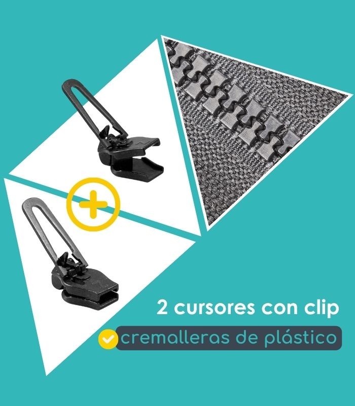 Pack de 2 deslizadores de reparación para cremalleras de plástico - Clip&Zip