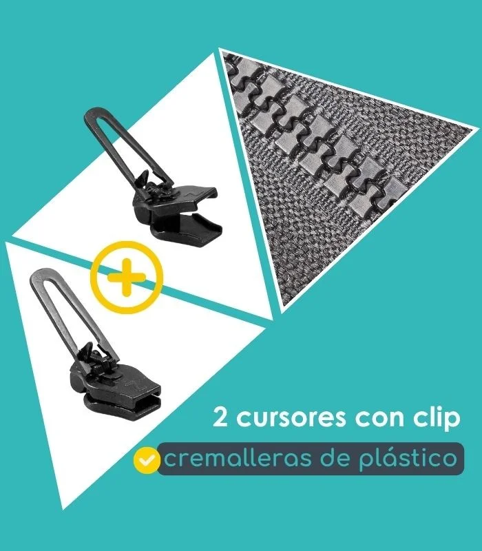 Pack de 2 deslizadores de reparación para cremalleras de plástico - Clip&Zip