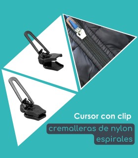 Cursor con clip para cremalleras de nylon espirales Clip&Zip