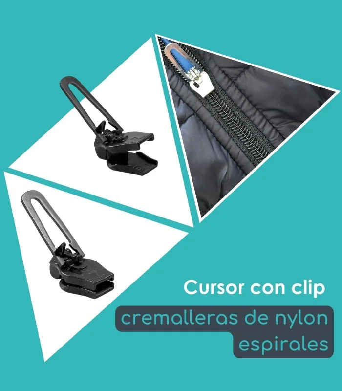 Cursor con clip para cremalleras de nylon espirales Clip&Zip