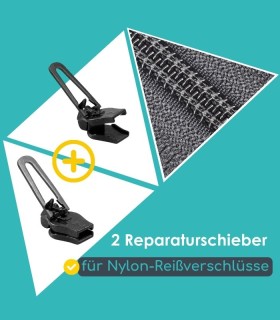 Pack mit 2 Schiebern zur Reparatur für Nylon- und Spiralreißverschlüsse - Clip&Zip