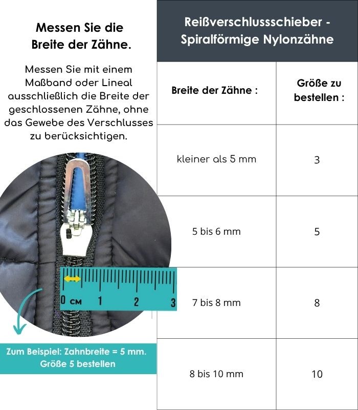 Pack mit 2 Schiebern zur Reparatur für Nylon- und Spiralreißverschlüsse - Clip&Zip