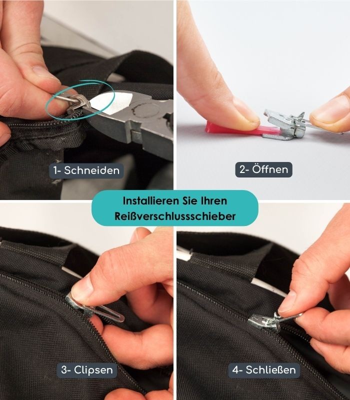 Pack mit 2 Schiebern zur Reparatur für Nylon- und Spiralreißverschlüsse - Clip&Zip