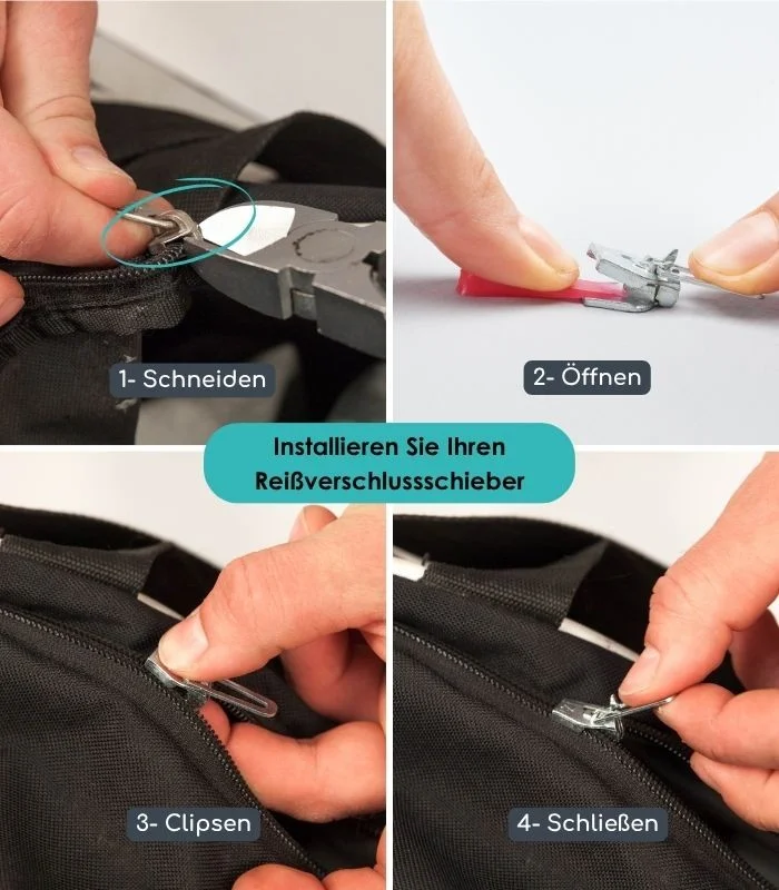 Pack mit 2 Schiebern zur Reparatur für Nylon- und Spiralreißverschlüsse - Clip&Zip