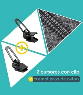 Pack de 2 deslizadores de reparación para cremalleras de nailon - Clip&Zip