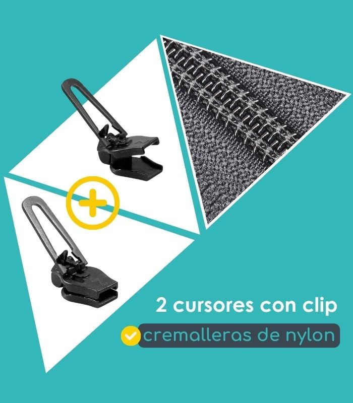 Pack de 2 deslizadores de reparación para cremalleras de nailon - Clip&Zip