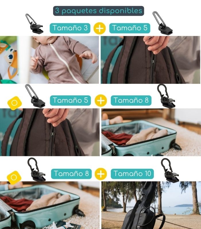 Pack de 2 deslizadores de reparación para cremalleras de nailon - Clip&Zip