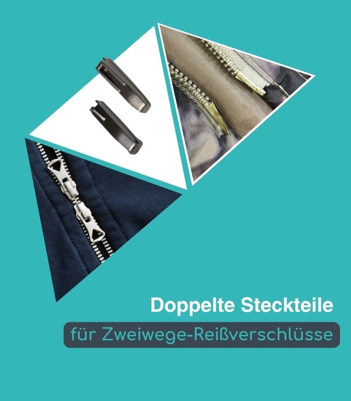 Doppelte Steckteile für Zweiwege-Reißverschlüsse