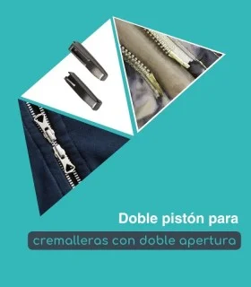 Doble pistón para cremalleras con doble apertura