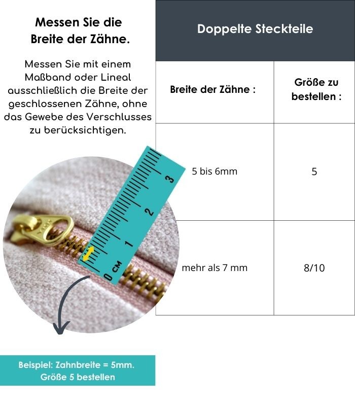 Doppelte Steckteile für Zweiwege-Reißverschlüsse