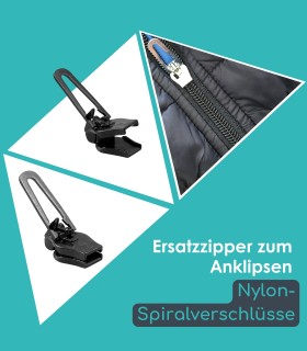 Ersatzzipper für Nylon-Spiralverschlüsse - Clip&Zip