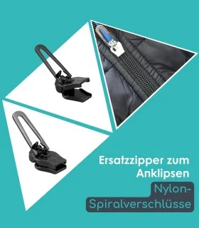 Ersatzzipper für Nylon-Spiralverschlüsse - Clip&Zip