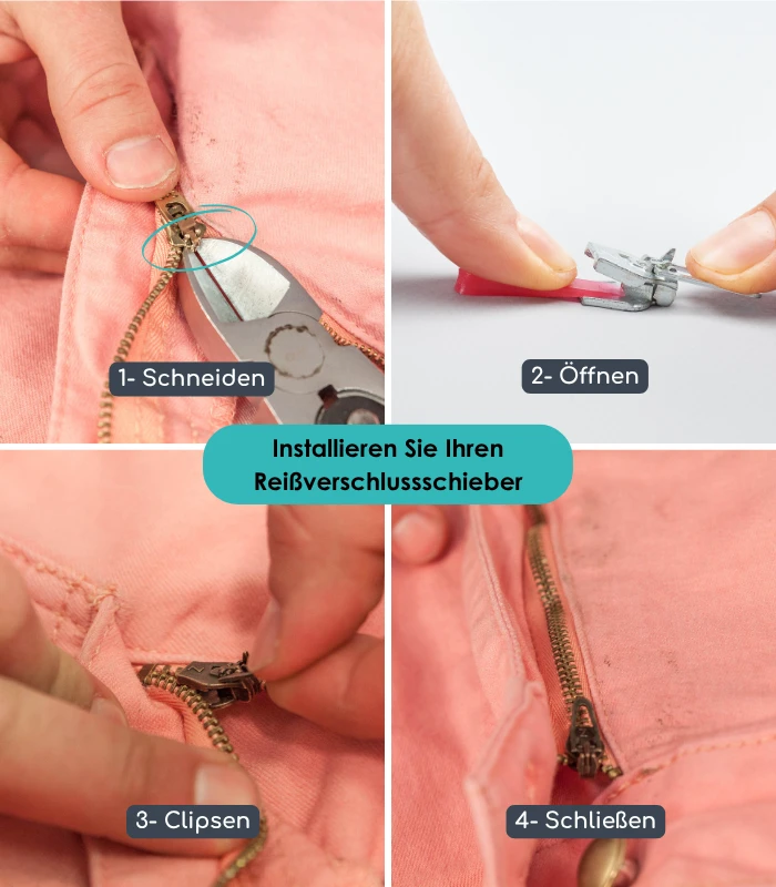 Reparaturschieber für Metallreißverschlüsse - Clip&Zip