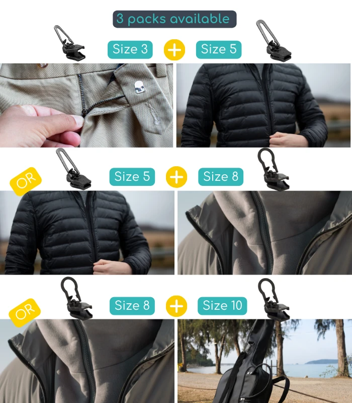 Multipack plastic zip sliders for zip repair - Clip&Zip
